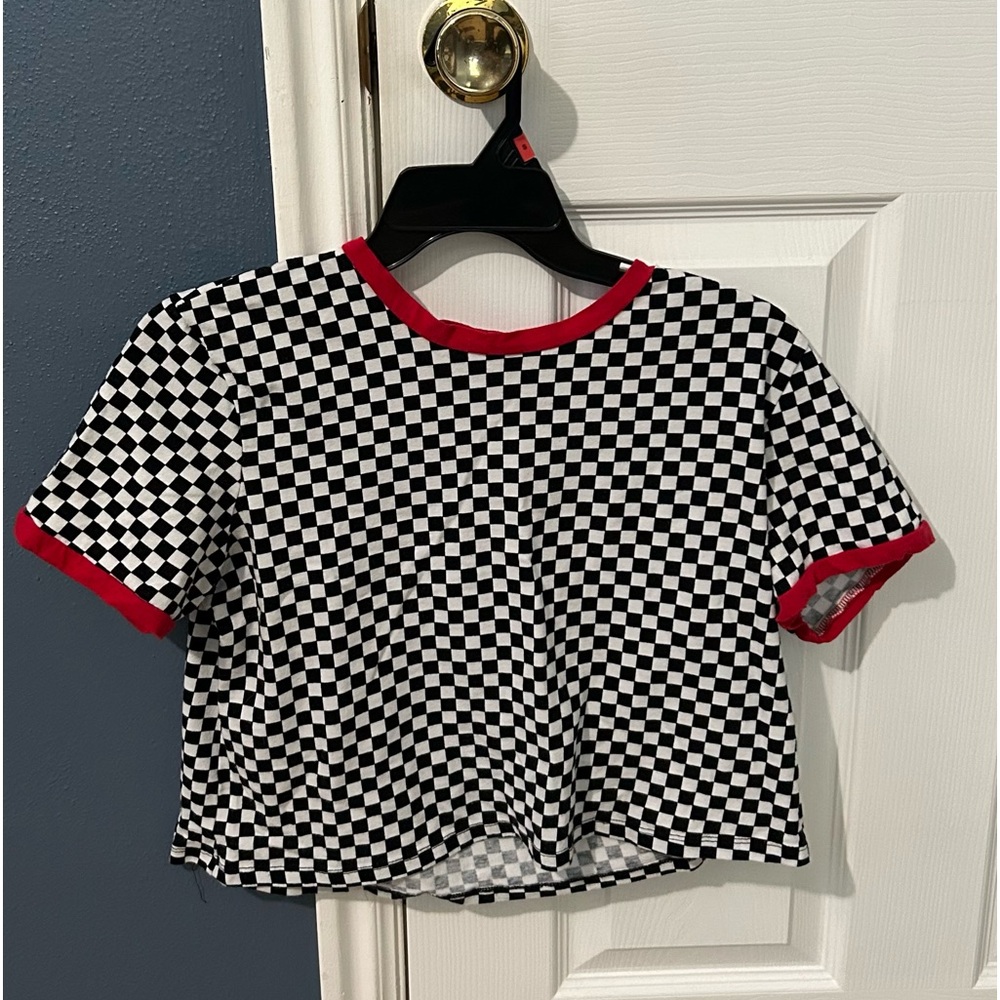 Teen checkerboard crop top